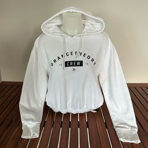 Orange Theory White Crop Hoodie